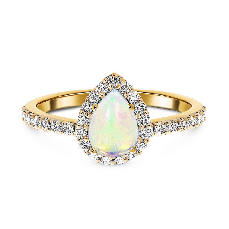 10K Gold Pear Shaped Opal & Drop Shape Engagement Ring-3