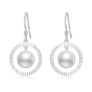 10K Gold Pearl Bead Drop Earrings-3