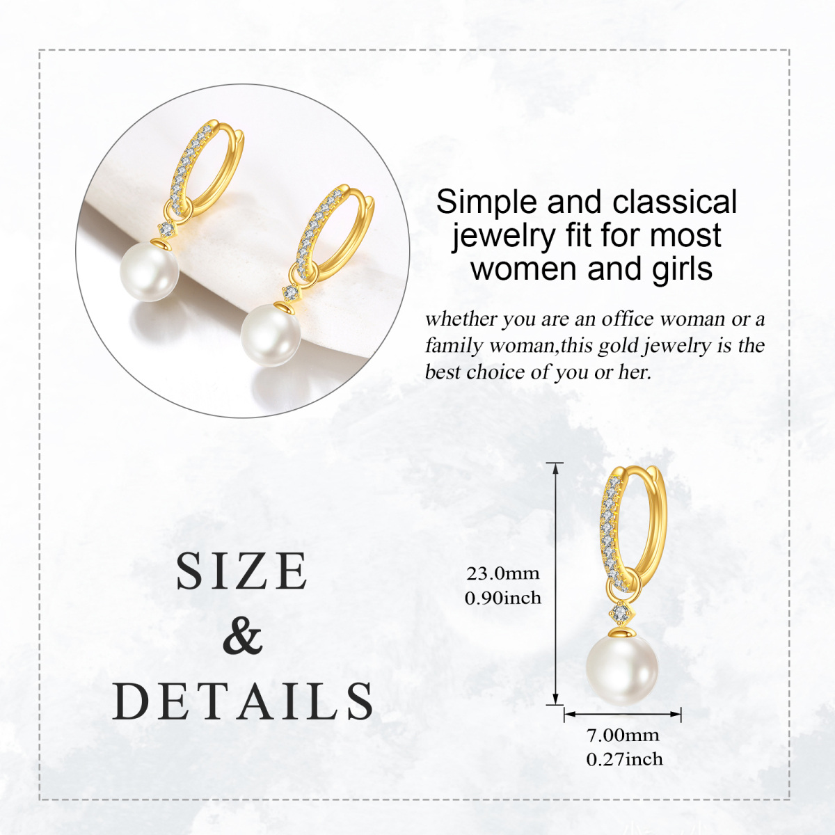 14K Gold Pearl Bead Drop Earrings-5