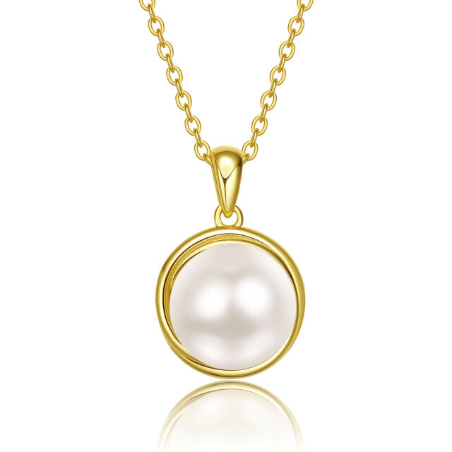 10K Gold Pearl Bead Pendant Necklace-4