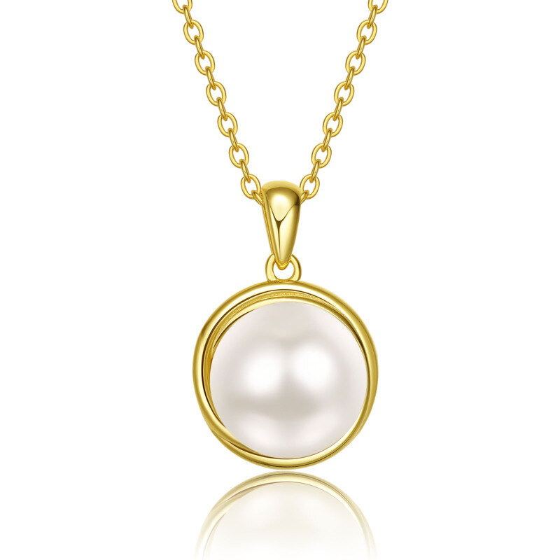 10K Gold Pearl Bead Pendant Necklace-8