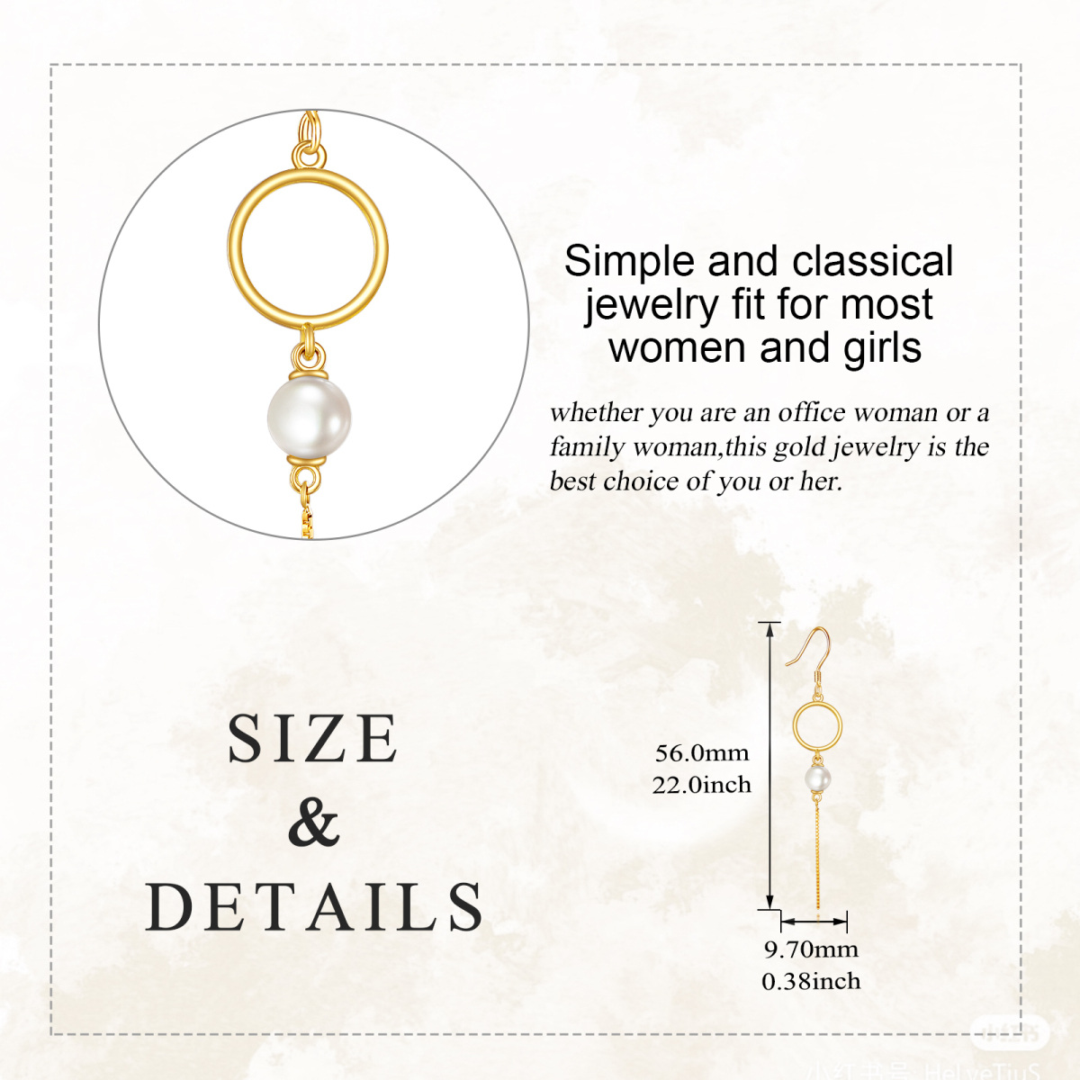 10K Gold Pearl Circle Drop Earrings-5