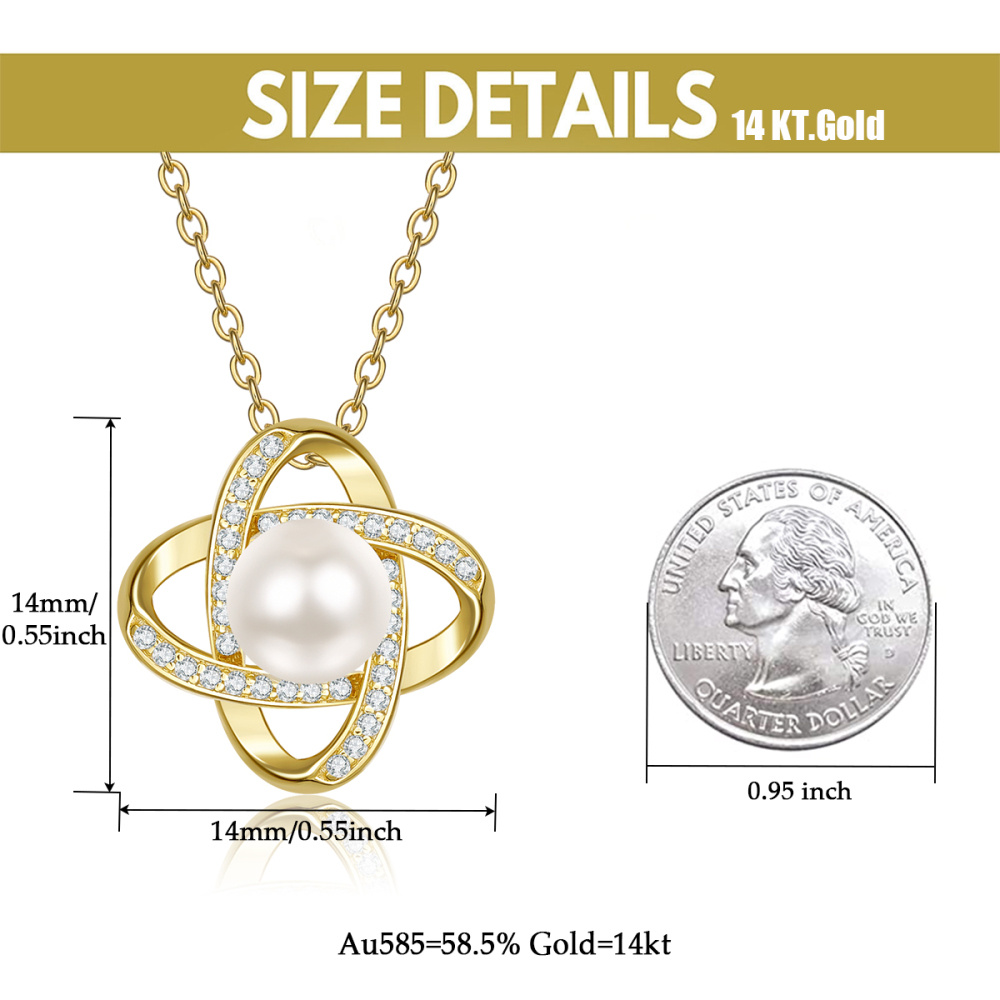 Collier avec pendentif trèfle à quatre feuilles en or 10 carats et zircone cubique pour femme-5