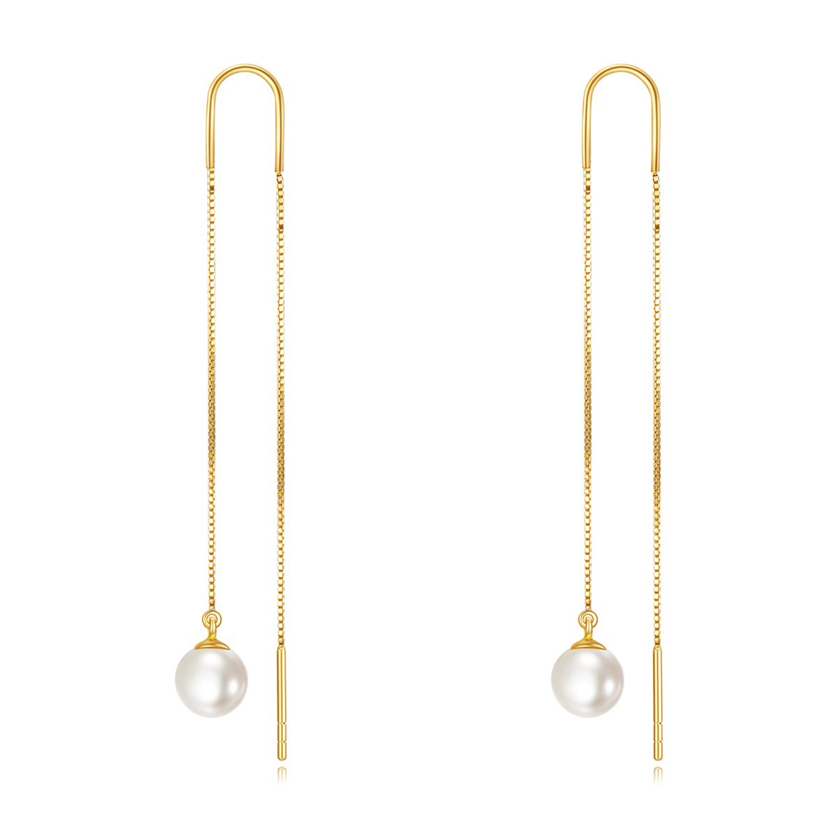 18K Gold Pearl Bead Climber Earrings-1