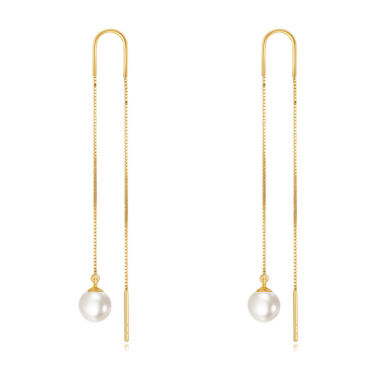 10K Gold Pearl Bead Climber Earrings