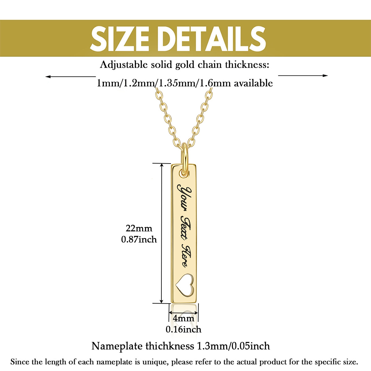 10K Gold Personalized Birthstone Bar Necklace-3