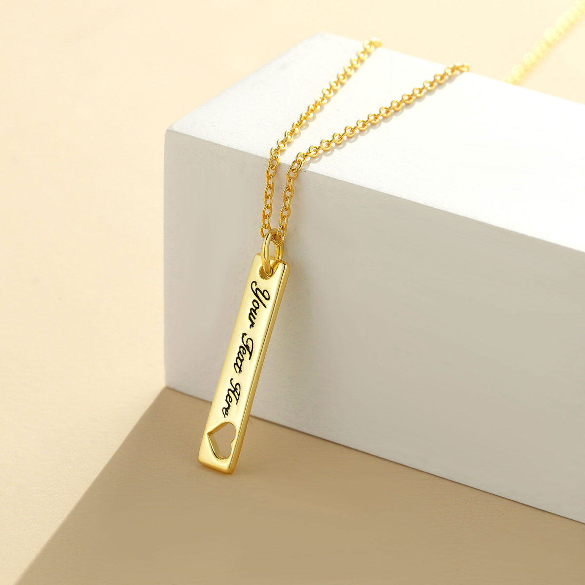 10K Gold Personalized Birthstone Bar Necklace-4