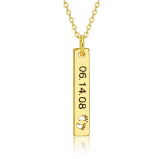 10K Gold Cubic Zirconia Personalized Birthstone Bar Necklace-38