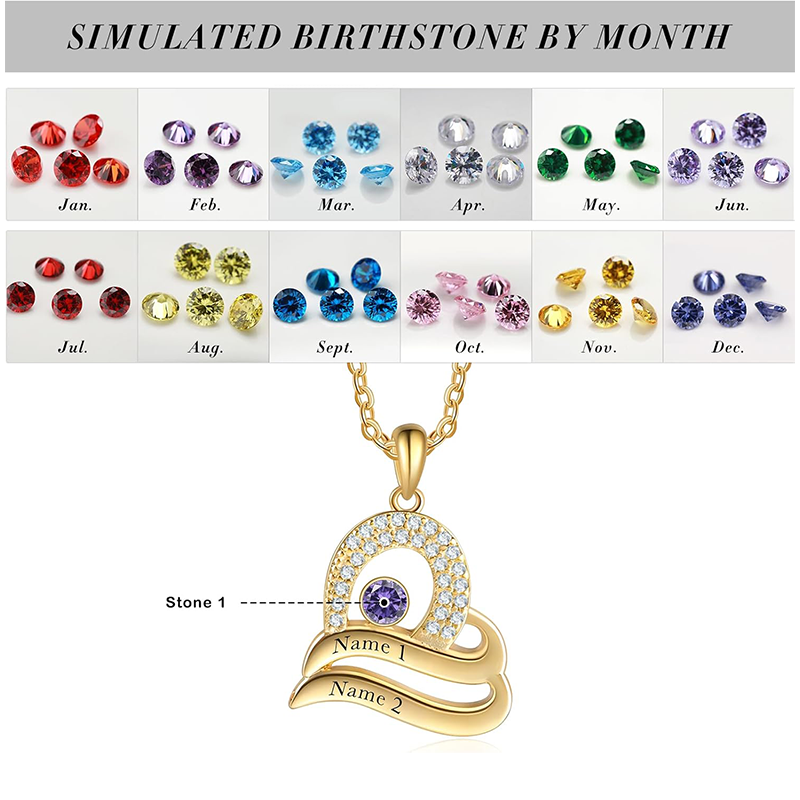 10K Gold Personalized Birthstone and Classic Name Pendant Necklace-4