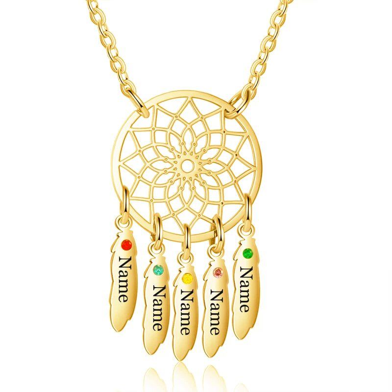 Colar com pingente de nome clássico de pedra de nascimento personalizada em ouro 10K para mulheres-4