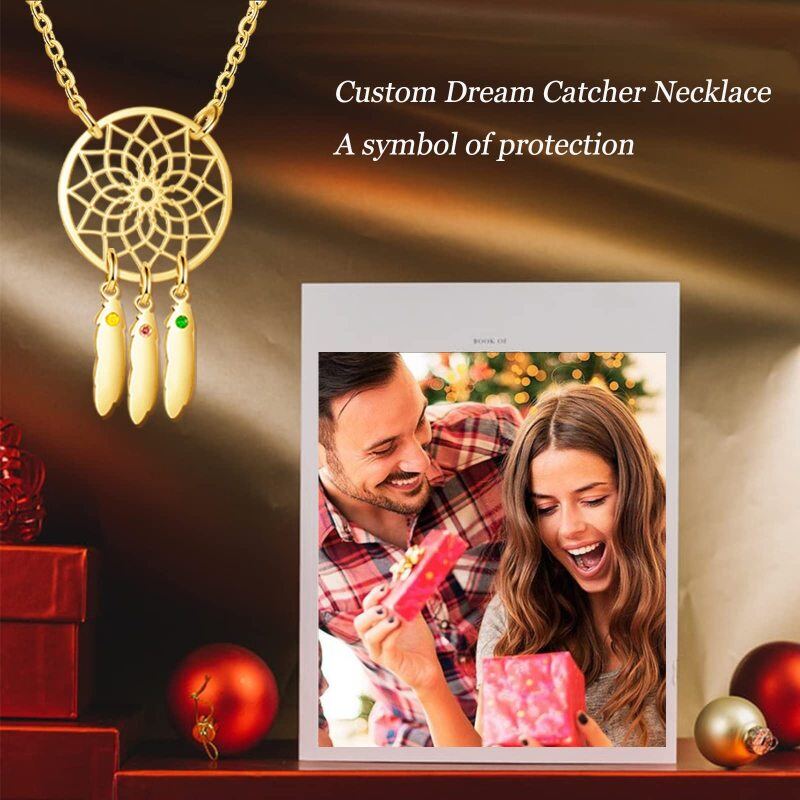 Colar com pingente de nome clássico de pedra de nascimento personalizada em ouro 10K para mulheres-7