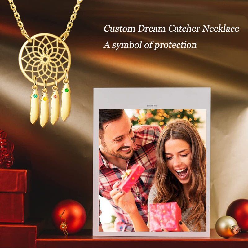 Colar com pingente de nome clássico de pedra de nascimento personalizada em ouro 10K para mulheres-8