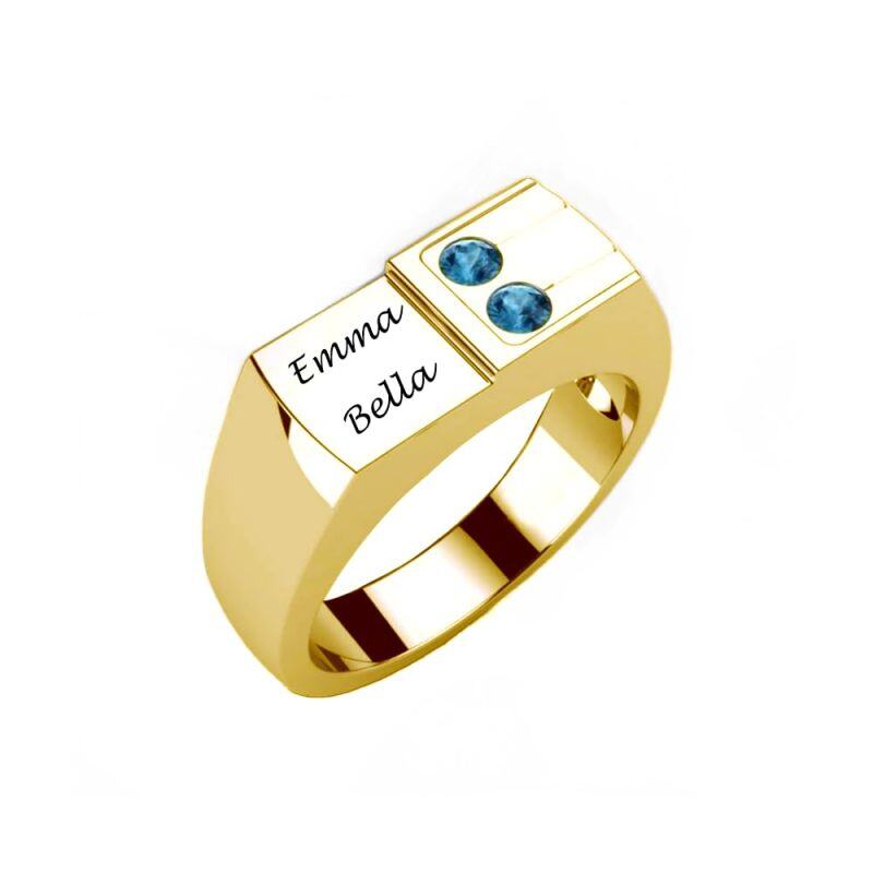 10K Gold Personalized Birthstone Classic Name Birthstone Ring For Men-1