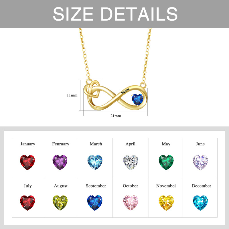 14K Oro Cúbico Zirconia Personalizado Birthstone Collar Colgante-4