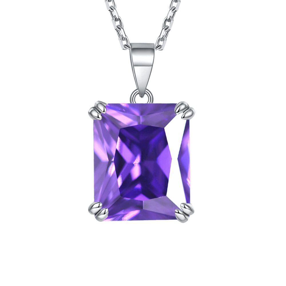 Colar com pingente de pedra de nascimento personalizada com zircônia cúbica de ouro 10K-1