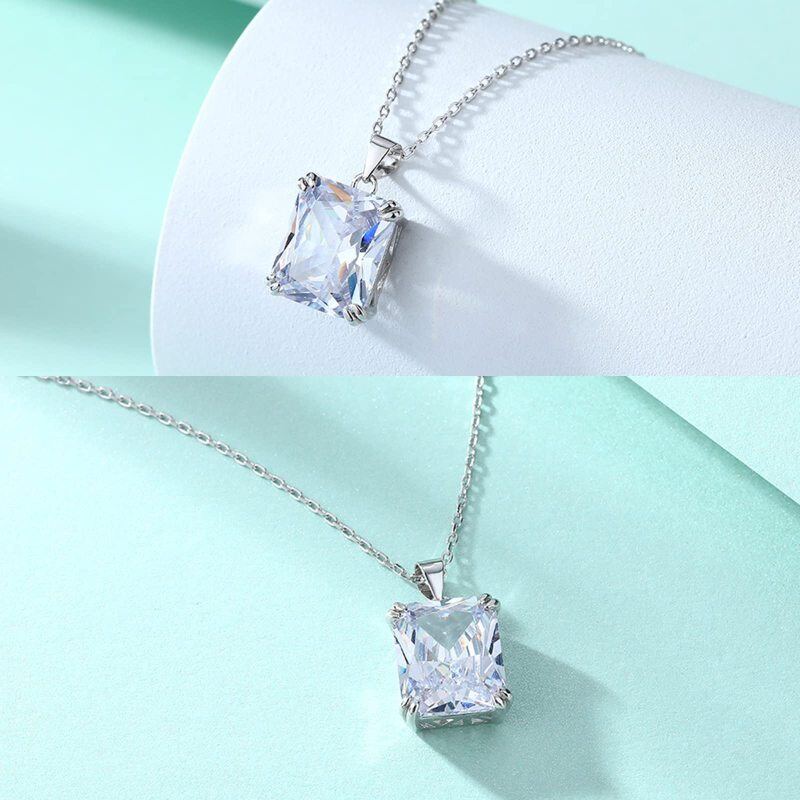 18K Gold Cubic Zirconia Personalized Birthstone Pendant Necklace-3