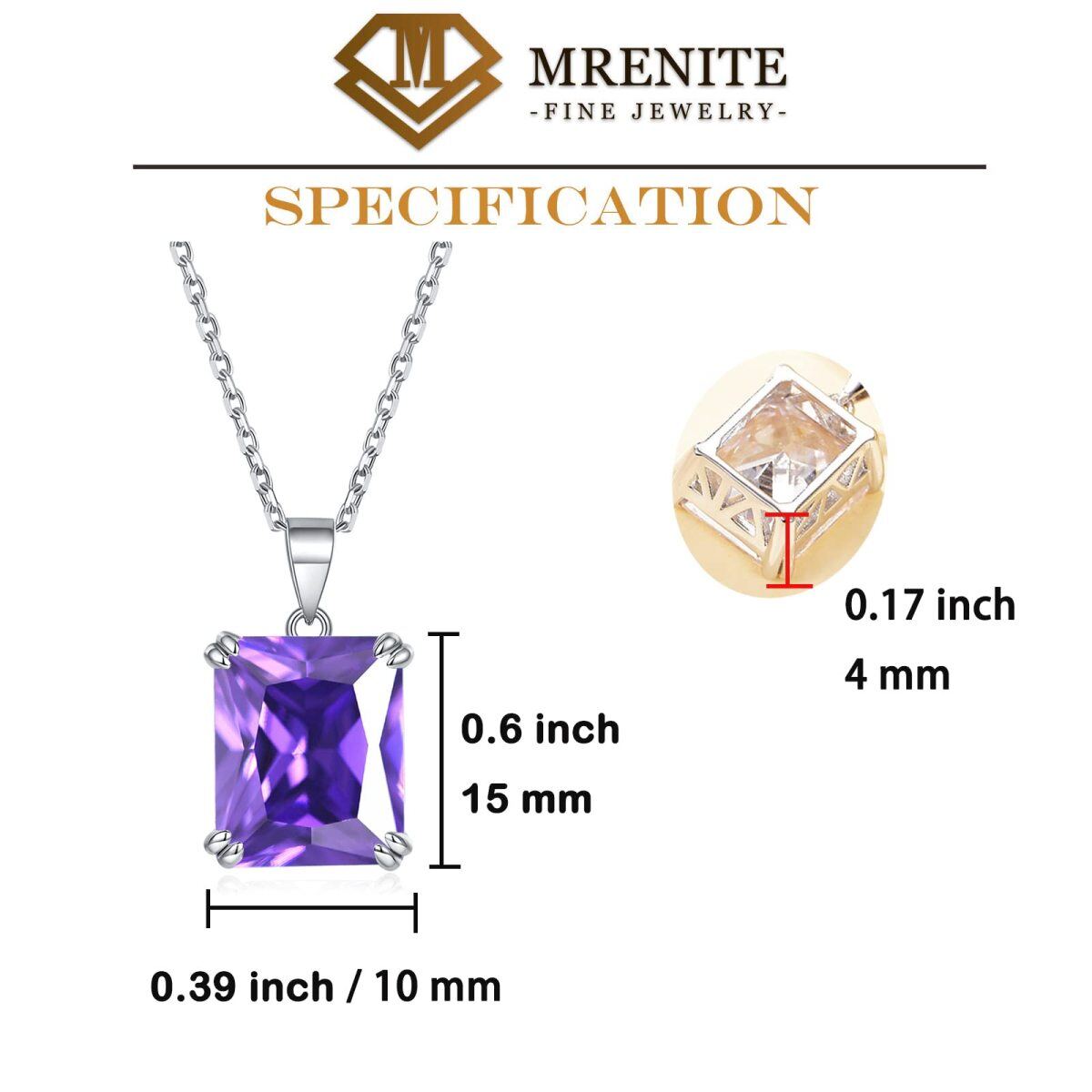 10K Gold Cubic Zirconia Personalized Birthstone Pendant Necklace-4