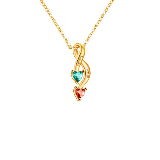 10K Gold Cubic Zirconia Personalized Birthstone Pendant Necklace