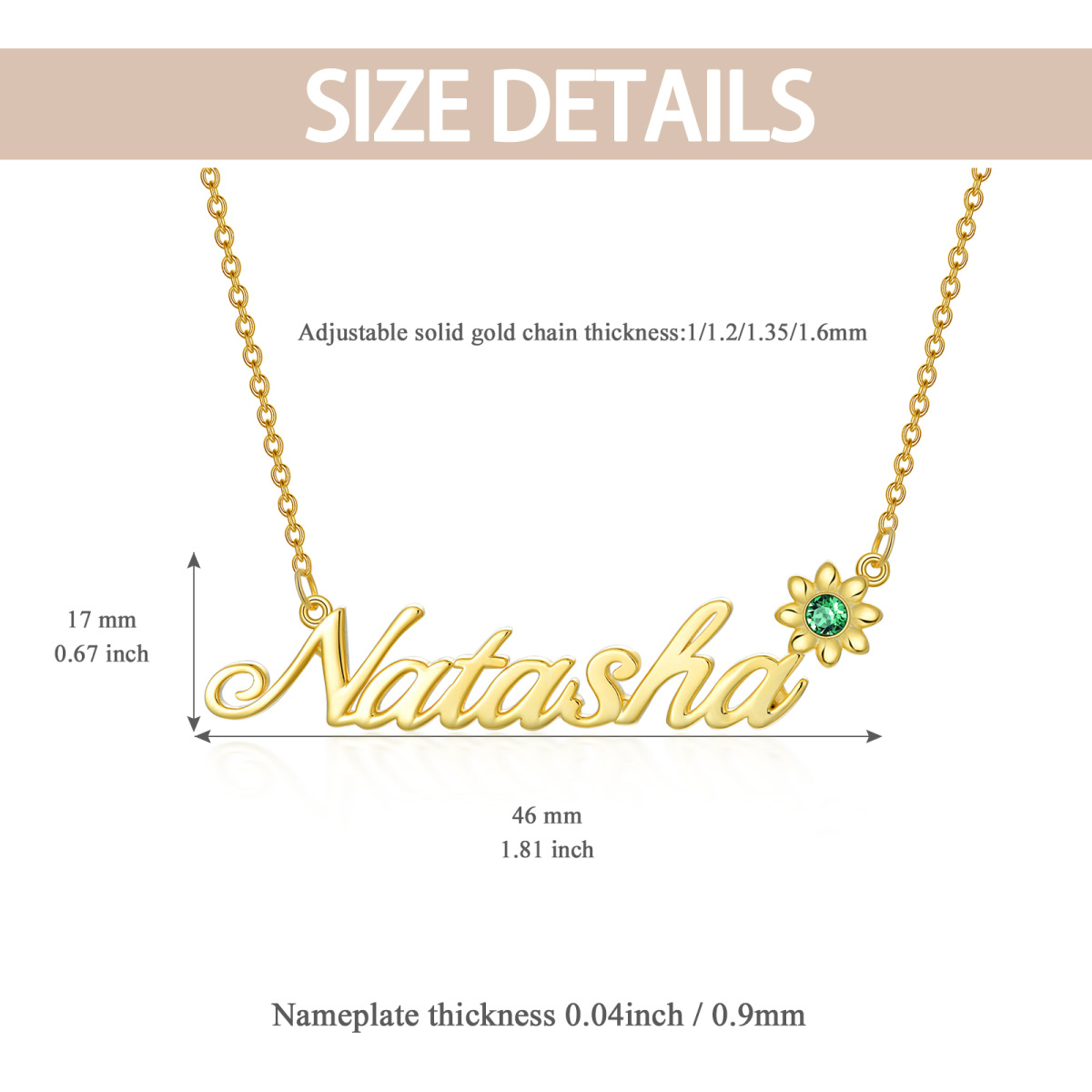 10K Gold Cubic Zirconia Personalized Birthstone Pendant Necklace-3