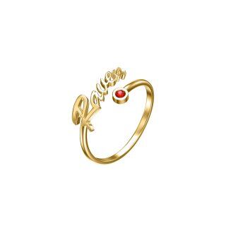 10K Gold Cubic Zirconia Personalized Classic Name Birthstone Ring-22