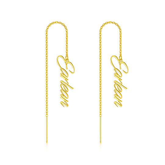 Pendientes personalizados con nombre en oro de 10 quilates