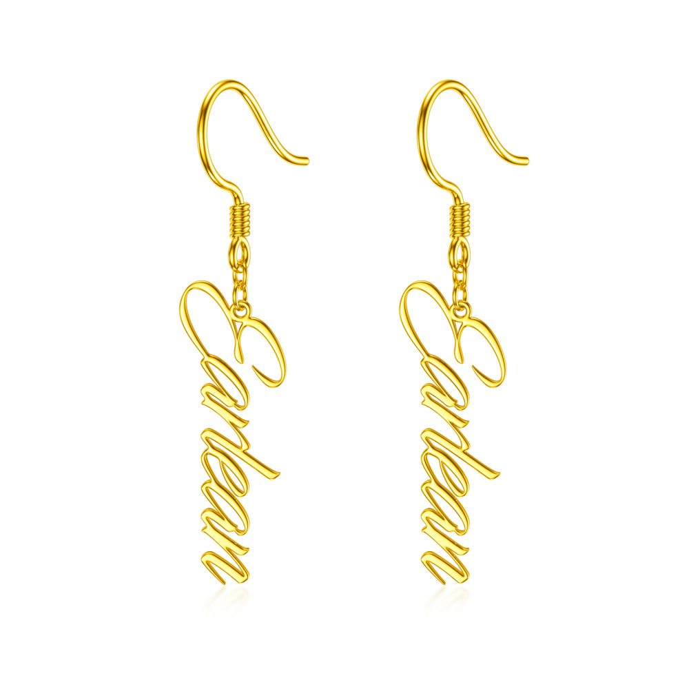10K Gold Personalized Classic Name Drop Earrings-1