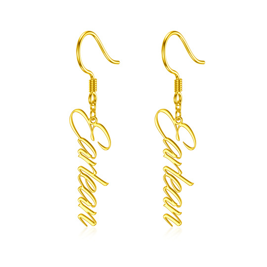 Pendientes personalizados con nombre en oro de 10 quilates