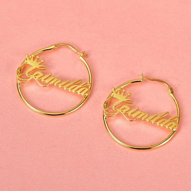 Aros con nombre clásico personalizados en oro de 10 quilates-3