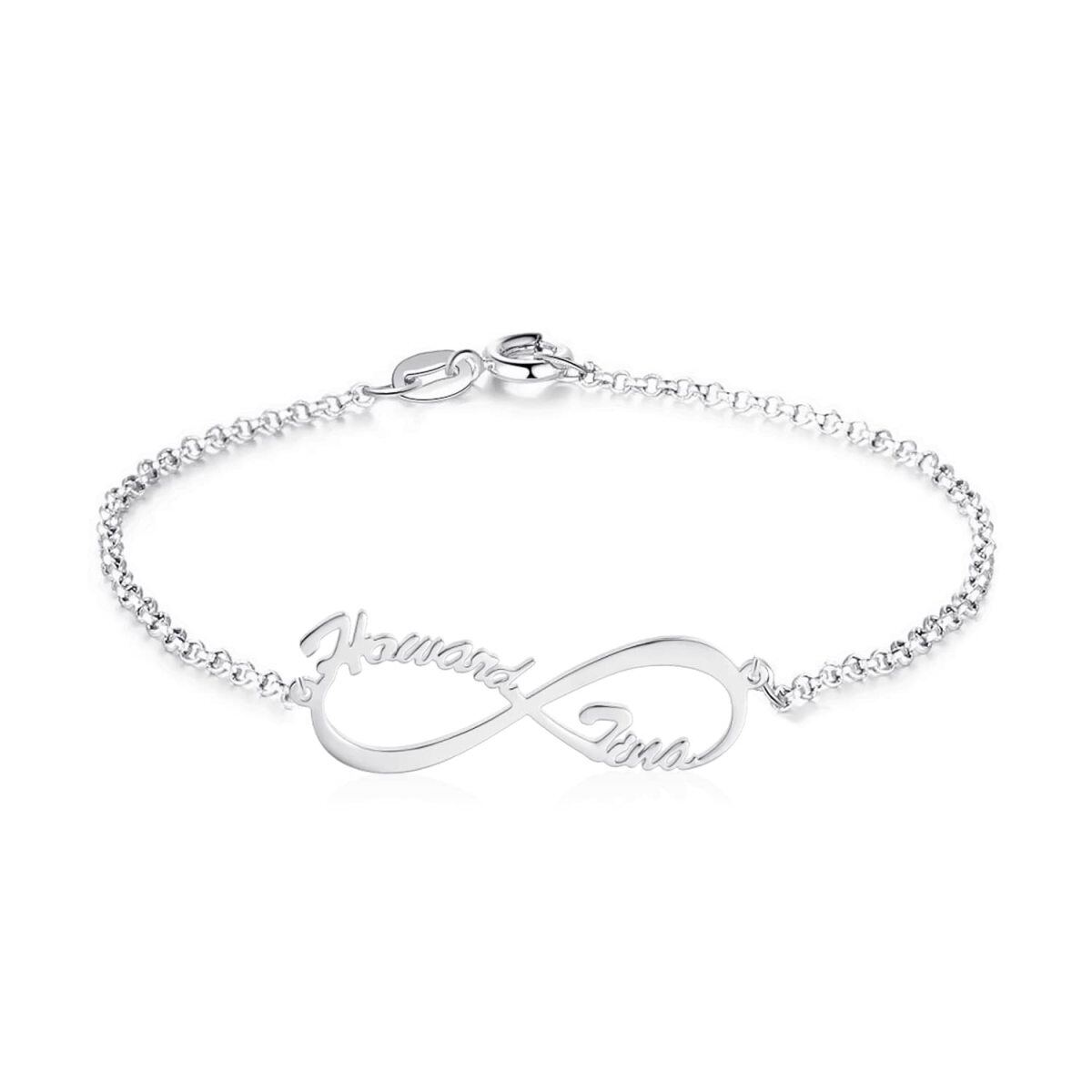 Bracelet pendentif personnalisé en or 10K avec nom classique et symbole de l'infini-2