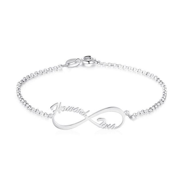 Pulsera de oro de 10 quilates personalizada con nombre clásico y símbolo del infinito-2