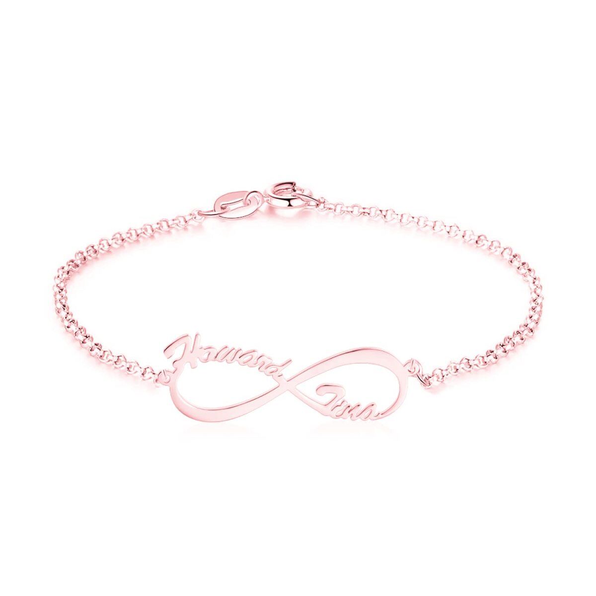 Pulsera de oro de 10 quilates personalizada con nombre clásico y símbolo del infinito-3