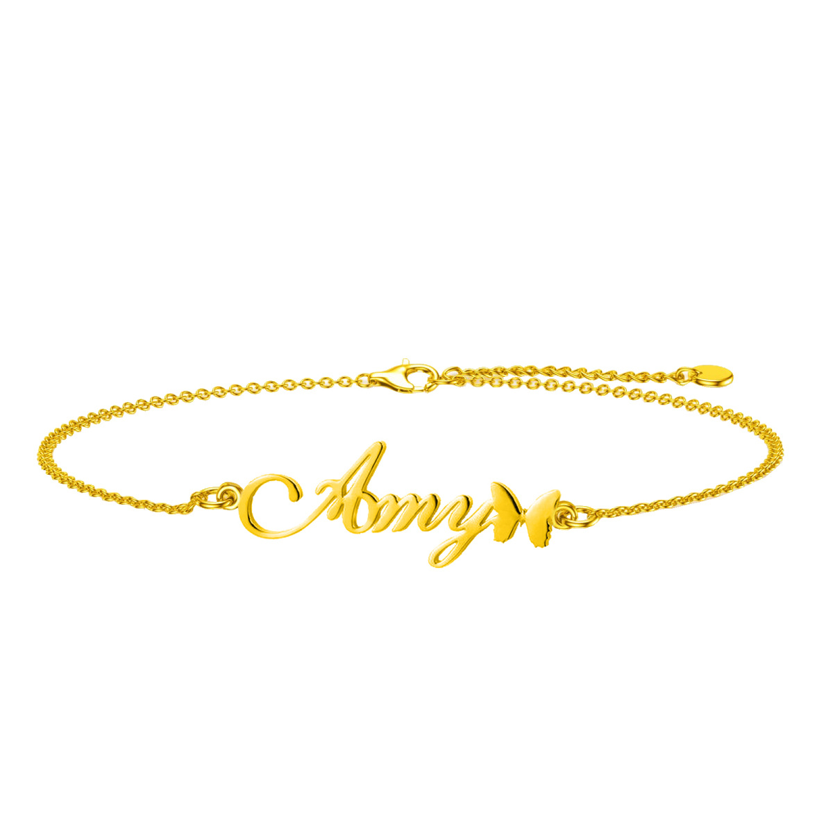 10K Gold Personalized Classic Name Charm Bracelet-1