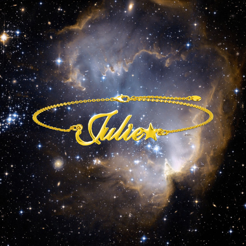 10K White Gold Personalized Classic Name Charm Bracelet-3