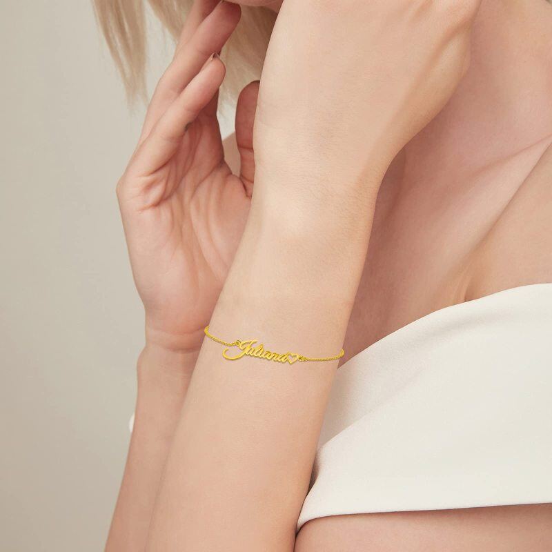 10K White Gold Personalized Classic Name Charm Bracelet-3