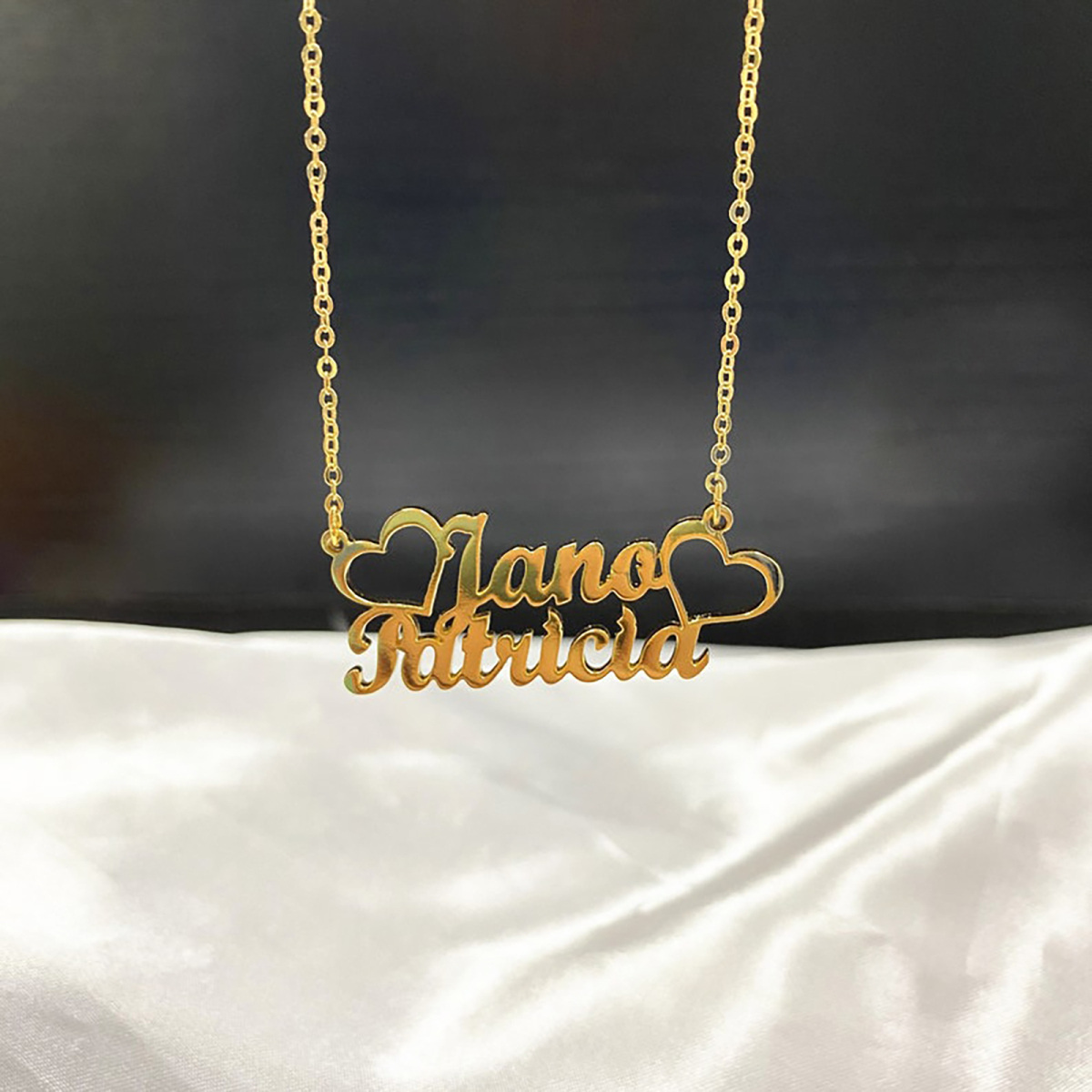 Collar colgante con nombre clásico personalizado en oro de 10 quilates-4