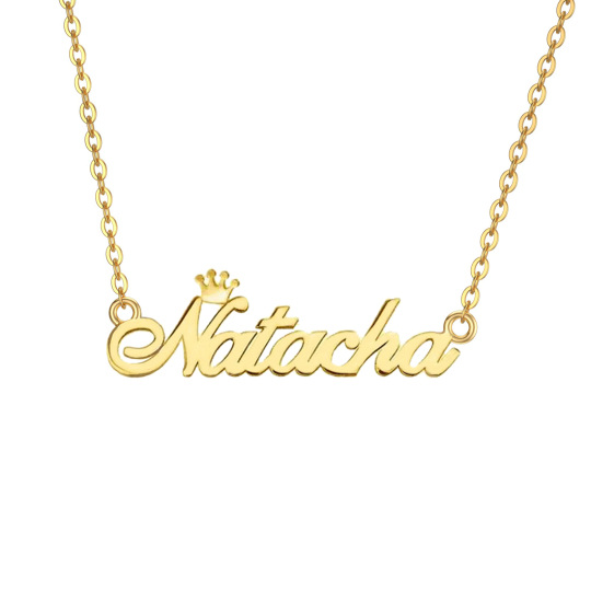 Collar colgante con nombre clásico personalizado en oro de 10 quilates