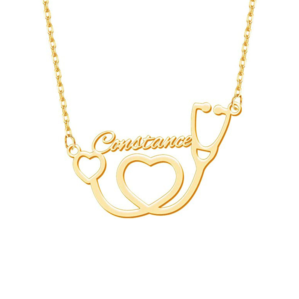 Sterling Silver with Gold Plated Personalized Classic Name Pendant Necklace-1