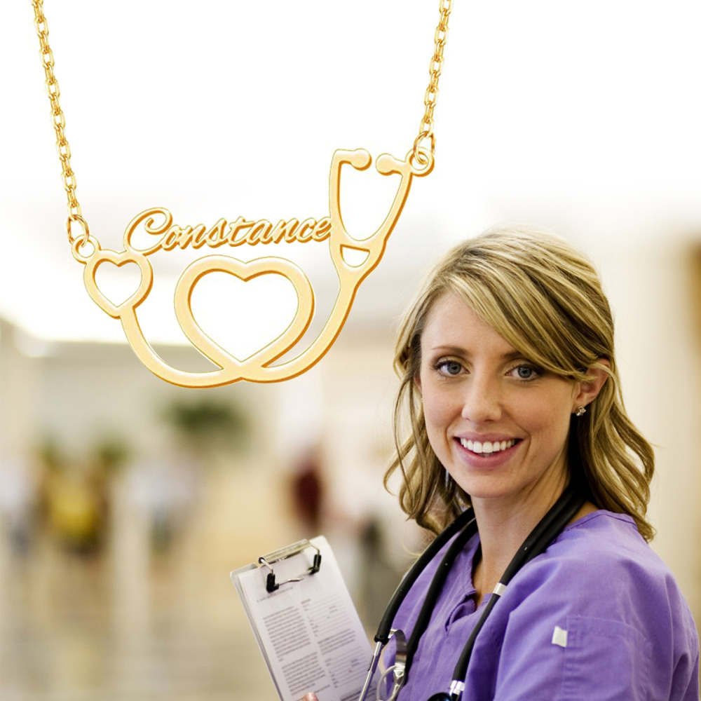 Sterling Silver with Gold Plated Personalized Classic Name Pendant Necklace-2