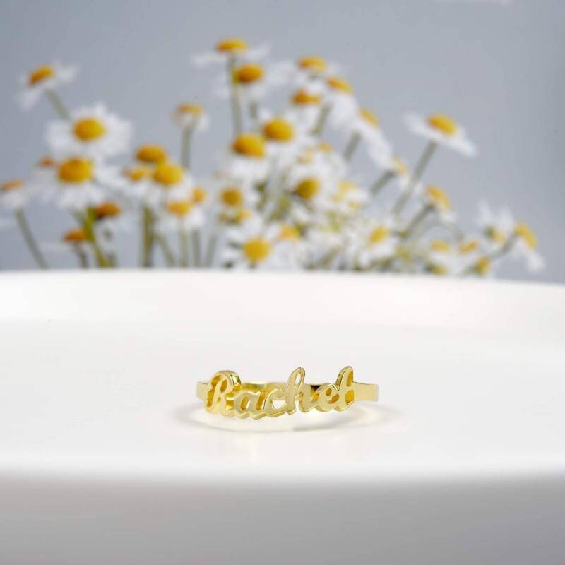 10K Gouden Gepersonaliseerde Klassieke Naamring-2
