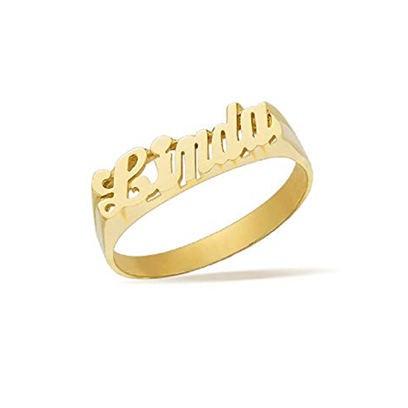 Anillo con nombre clásico personalizado de oro de 10 quilates-1