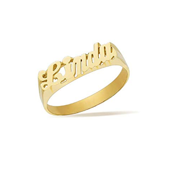 Anillo con nombre clásico personalizado de oro de 10 quilates