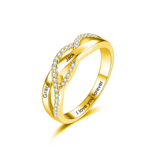 10K Gold kubischer Zirkonia personalisierter klassischer Namensring