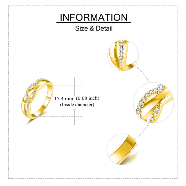 Anillo con nombre clásico personalizado en oro de 10 quilates con circonita cúbica-5