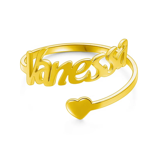 Anillo con nombre clásico personalizado en oro de 10 quilates