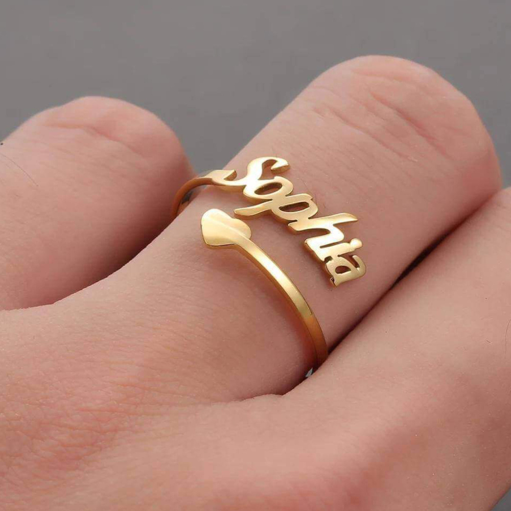 Anel em ouro 10K com nome clássico personalizado-3