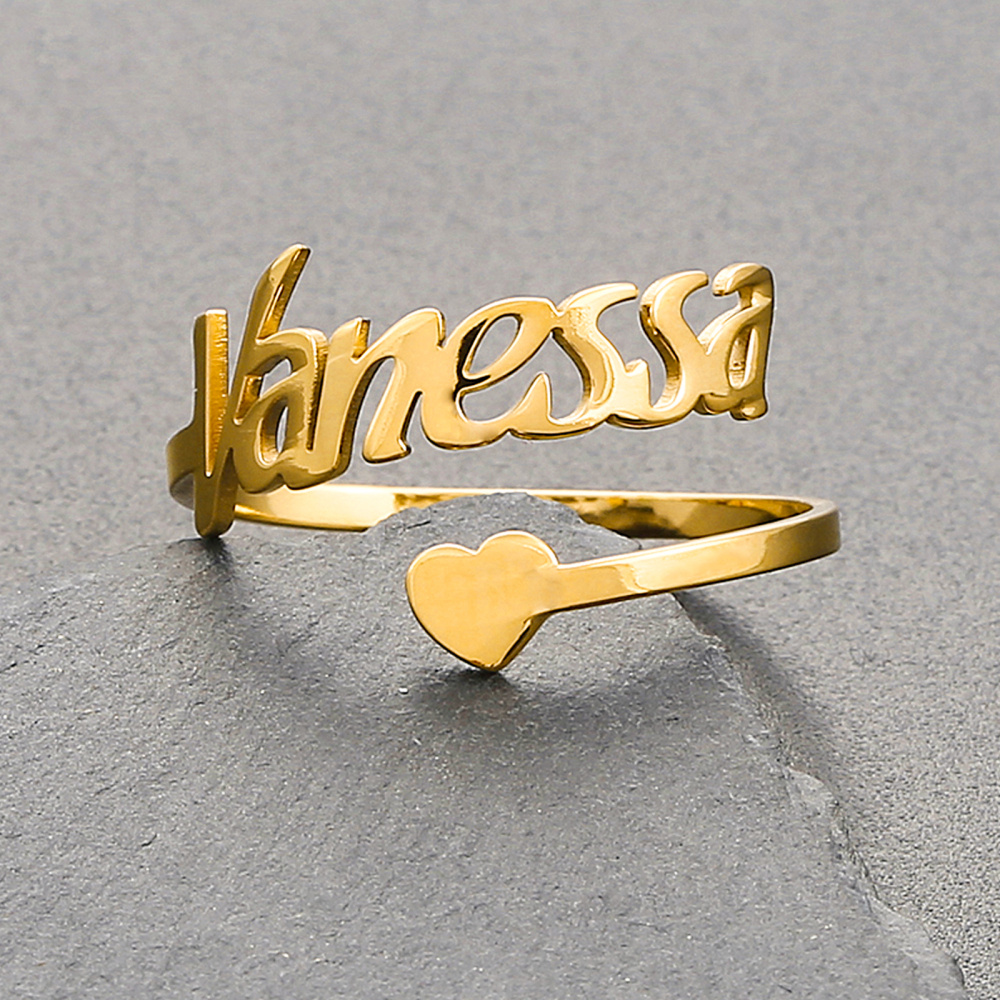 Anel em ouro 10K com nome clássico personalizado-4