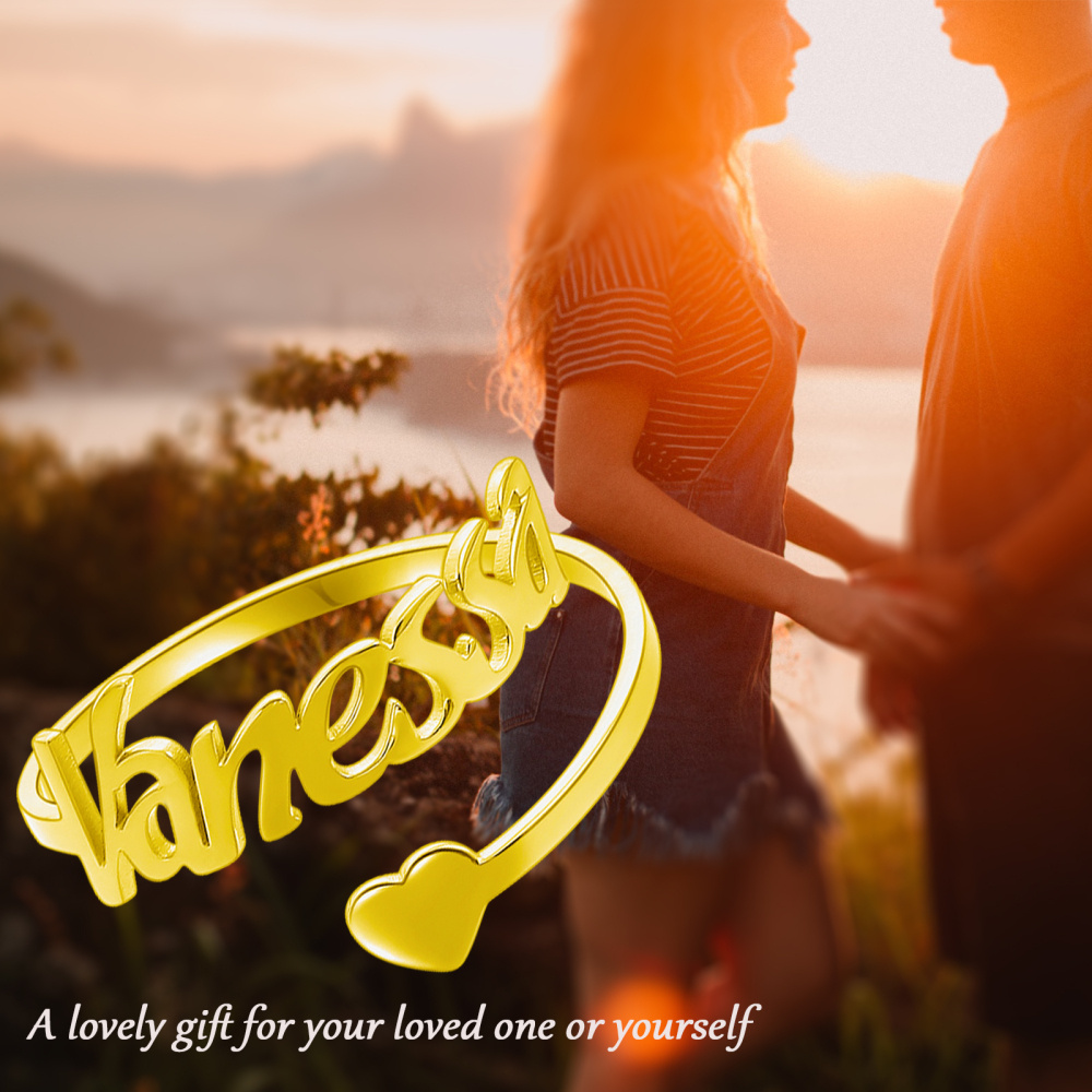 Anel em ouro 10K com nome clássico personalizado-5