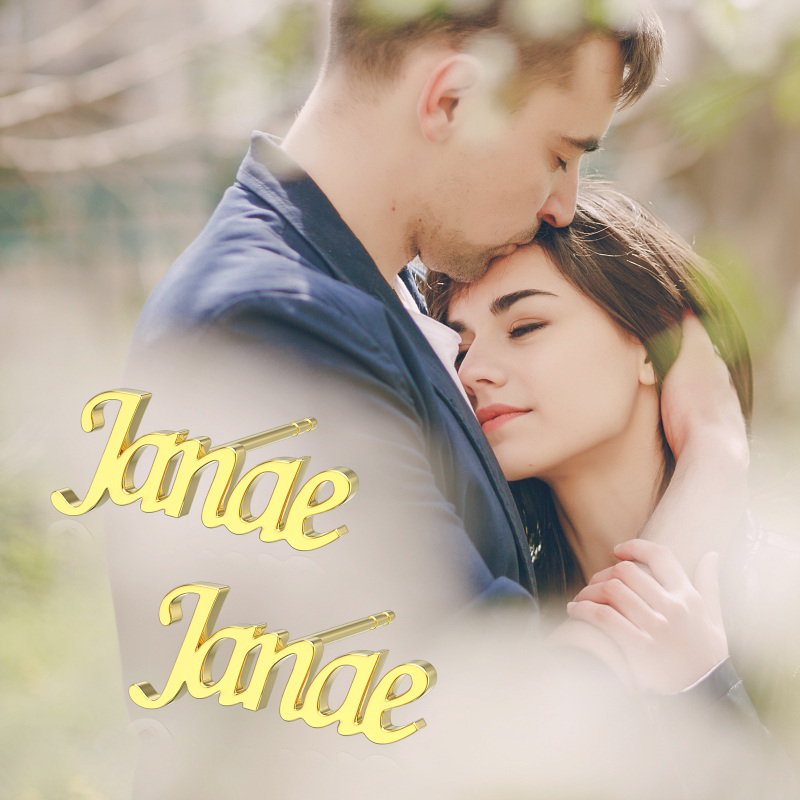 Pendientes personalizados con nombre en oro de 10 quilates-3