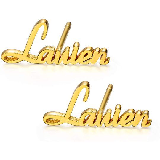 Personalisierte klassische Namensohrstecker aus 10 Karat Gold