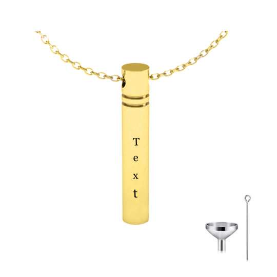 10K Gold Personalized Engraving & Bar Urn Necklace for Ashes